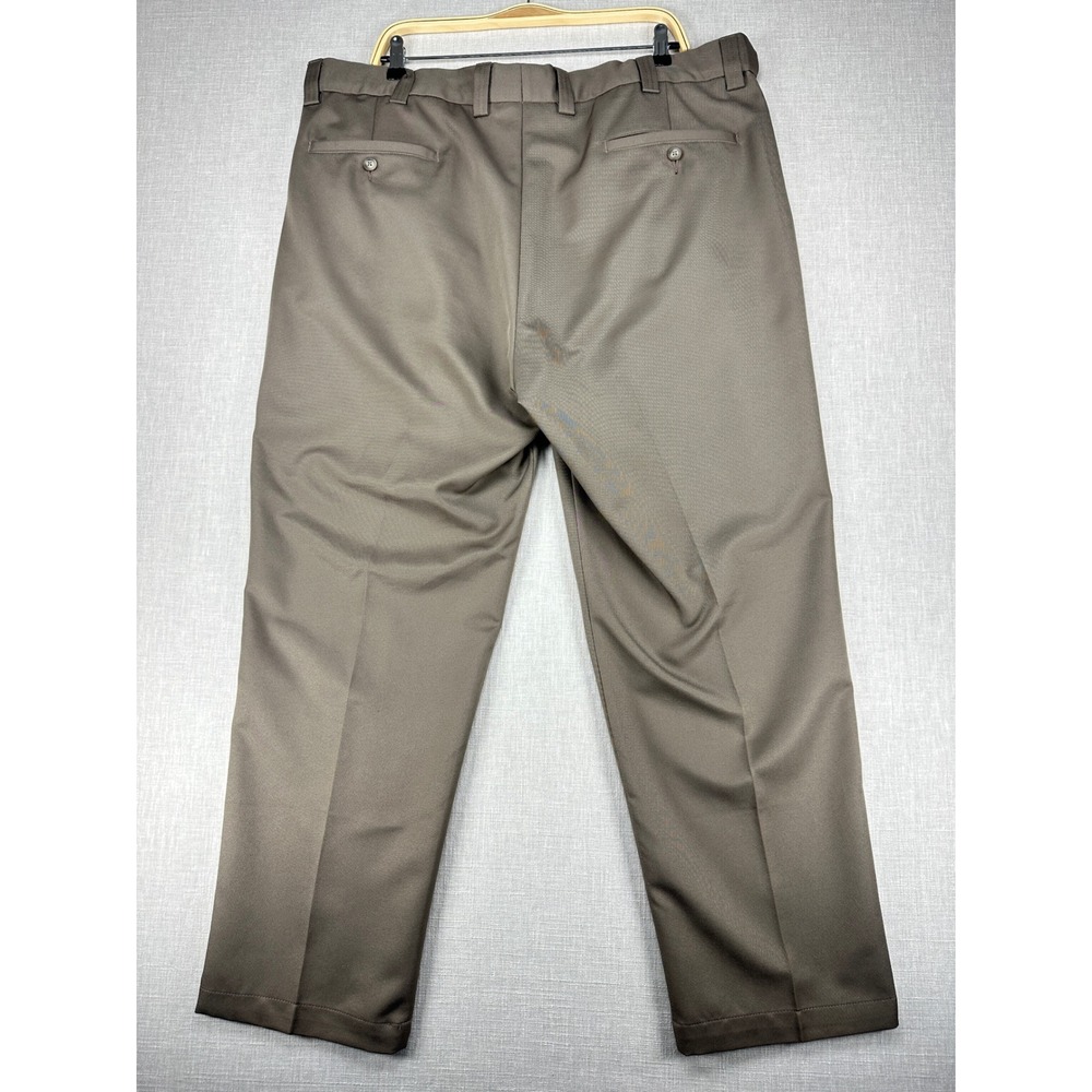 Oak Hill Dress Pants Mens 42x30 Taupe Brown Pleated Front Polyester Trousers - Picture 3 of 12